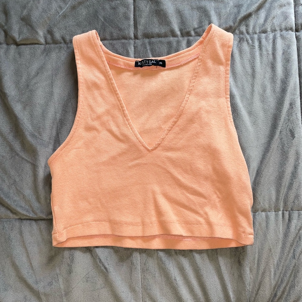 Nasty Gal cropped tank top, peach color. Size medium